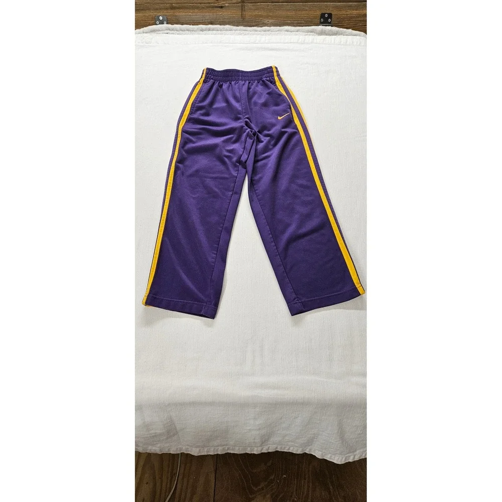 Nike LSU Tigers Purple Gold Track Pants Boys Size 7 Youth Athletic Sweatpants
